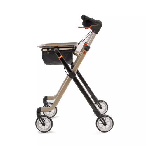 Modell Inna von SMINA, Indoor-Rollators, mit kleiner Tasche, Tasche, Tablett und Softbereifung, Seitenansicht